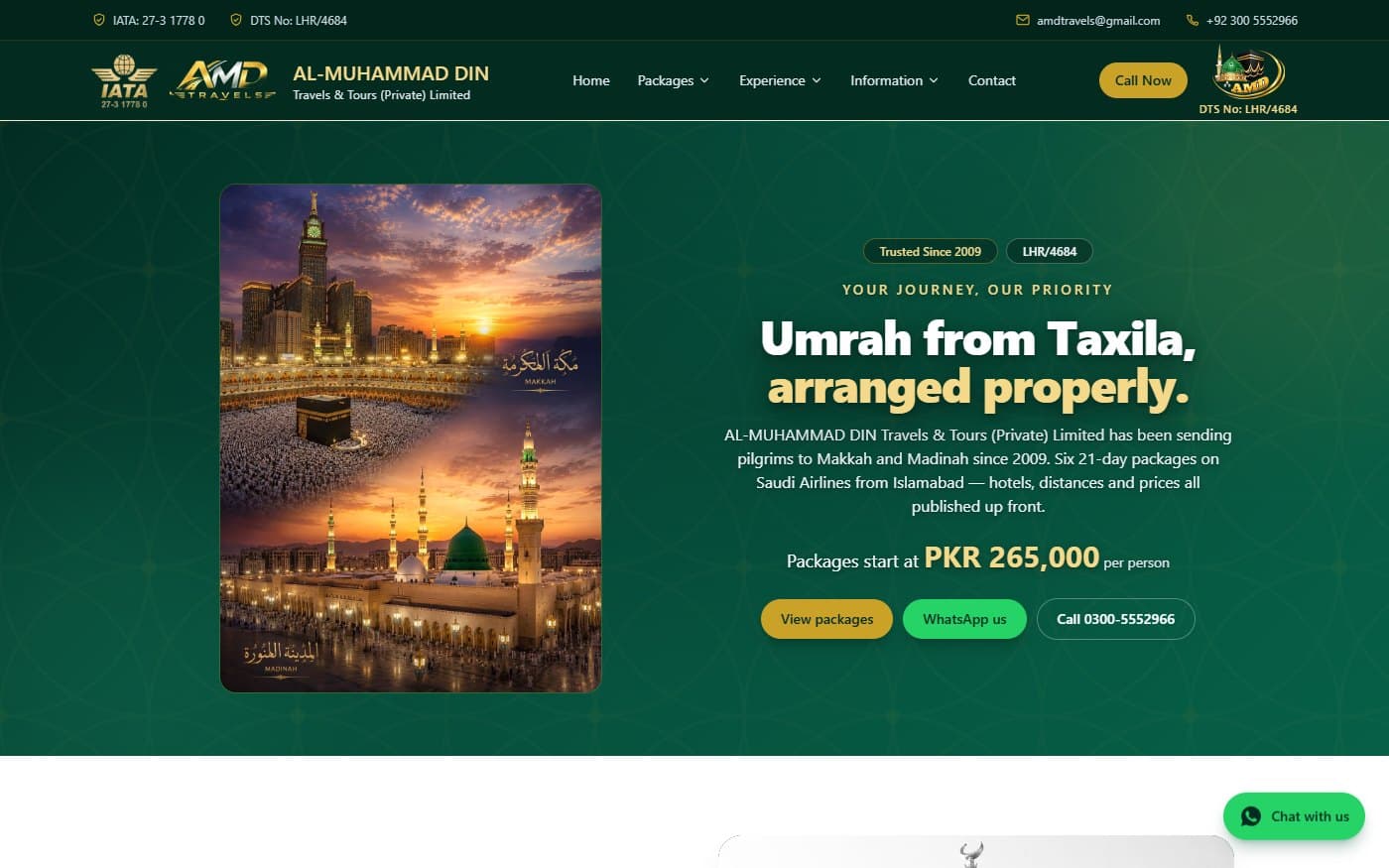 AMD Travels — the first agency site delivered from the Umrah Platform codebase